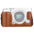 1/4 inch Thread PU Leather Camera Half Case Base for FUJIFILM X-A3 / X-A10(Brown) - free shipping - PMC TechLife - Order now!