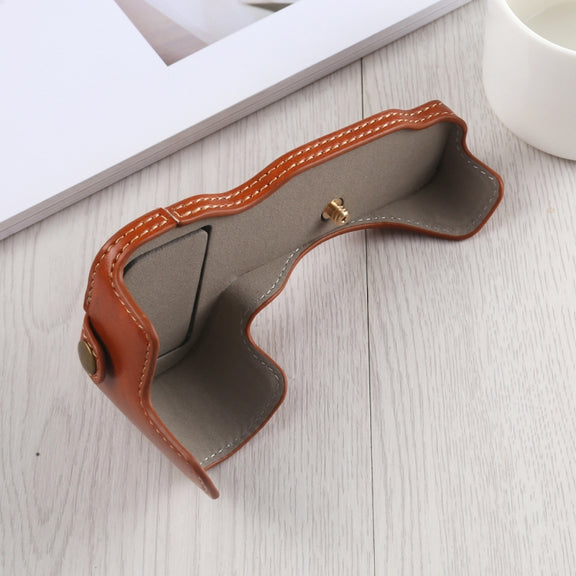 1/4 inch Thread PU Leather Camera Half Case Base for Nikon Z6 / Z7 (Brown)