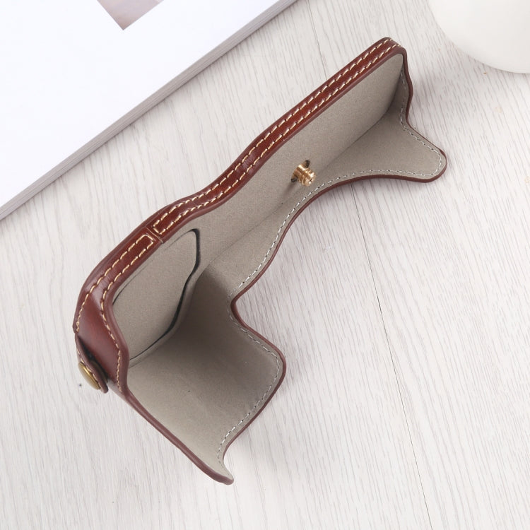 1/4 inch Thread PU Leather Camera Half Case Base for Canon EOS R (Coffee)