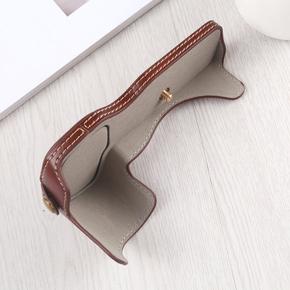 1/4 inch Thread PU Leather Camera Half Case Base for Canon EOS R (Coffee)