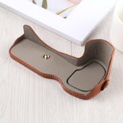1/4 inch Thread PU Leather Camera Half Case Base for Canon EOS R (Brown)