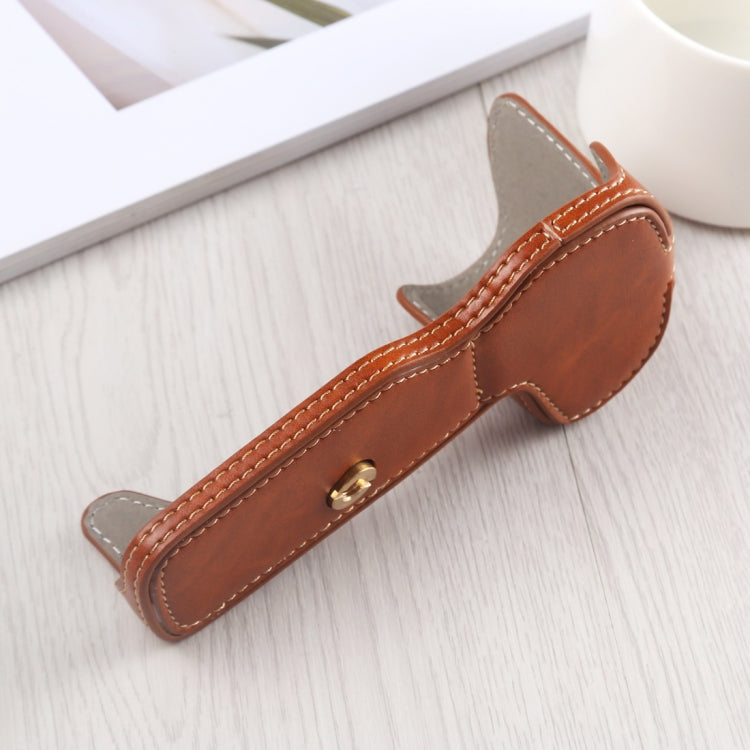 1/4 inch Thread PU Leather Camera Half Case Base for Canon EOS R (Brown)