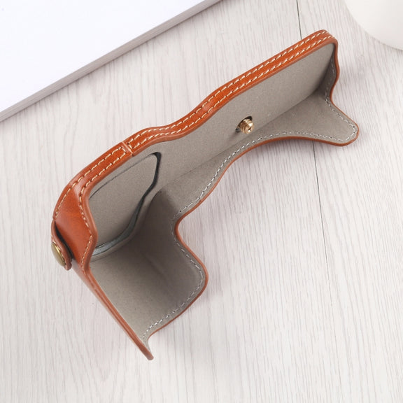 1/4 inch Thread PU Leather Camera Half Case Base for Canon EOS R (Brown)