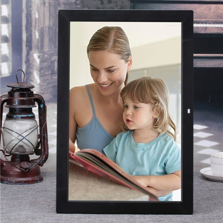 15.4 inch LED Digital Photo Frame with Remote Control, MP3 / MP4 / Movie Player, Support USB / SD Card Input, Built in Stereo Speaker (Black)