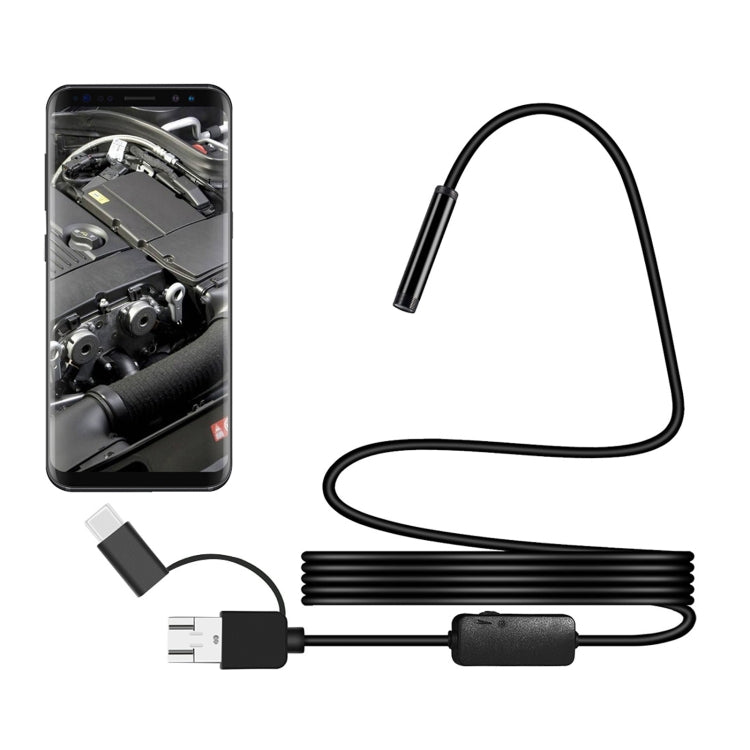 Y101 8mm Spiral Head 3 In 1 Water-resistant Digital Endoscope Inspection Camera, Length: 2m Flexible Cable(Black)