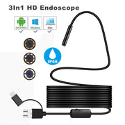 Y101 8mm Spiral Head 3 In 1 Water-resistant Digital Endoscope Inspection Camera, Length: 2m Flexible Cable(Black)