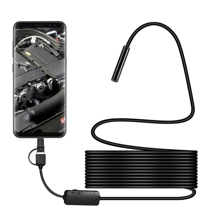 Y101 8mm Spiral Head 3 In 1 Water-resistant Digital Endoscope Inspection Camera, Length: 2m Hard Cable(Black)