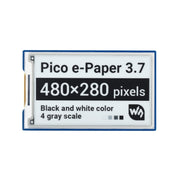 Waveshare 3.7 inch 480x280 Pixel E-Paper E-Ink Display Module for Raspberry Pi Pico, 4 Grayscale, SPI Interface