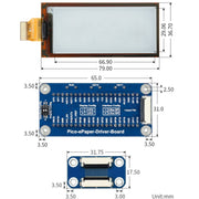 Waveshare 2.9 inch 296 x 128 Pixel Black / White Flexible E-Paper E-Ink Display Module for Raspberry Pi Pico, SPI Interface