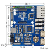 Waveshare Compute Module Dual Gigabit Ethernet Base Board for Raspberry Pi CM4