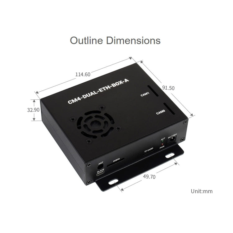 Waveshare Dual Gigabit Ethernet Mini-Computer with Metal Case & Cooling Fan for Raspberry Pi CM4(US Plug)