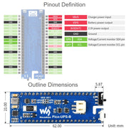 Waveshare UPS Module Uninterruptible Power Supply 600mAh Li-Po Battery Module Stackable Board for Raspberry Pi Pico