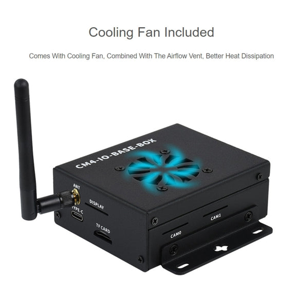Waveshare Mini IO Board Lite Ver Mini-Computer Base Box with Metal Case & Cooling Fan for Raspberry Pi CM4(US Plug)