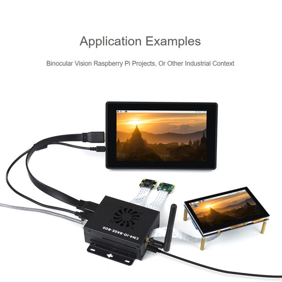 Waveshare Mini IO Board Lite Ver Mini-Computer Base Box with Metal Case & Cooling Fan for Raspberry Pi CM4(US Plug)