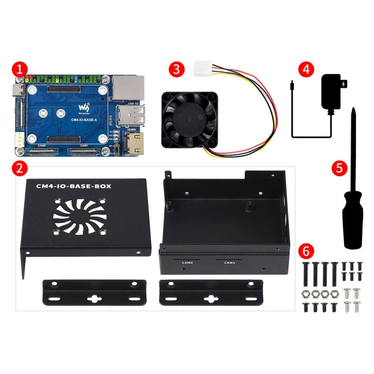 Waveshare Mini IO Board Lite Ver Mini-Computer Base Box with Metal Case & Cooling Fan for Raspberry Pi CM4(US Plug)