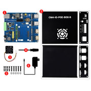 Waveshare PoE Mini-Computer Type B Base Box with Metal Case & Cooling Fan for Raspberry Pi CM4(US Plug)