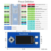 WAVESHARE 65K Colors 160 x 80 Pixel 0.96 inch LCD Display Module for Raspberry Pi Pico, SPI