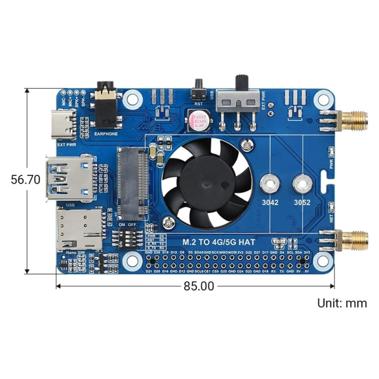 Waveshare SIM7600G-H M.2 4G HAT LTE CAT4 High Speed GNSS Global Band Module for Raspberry Pi