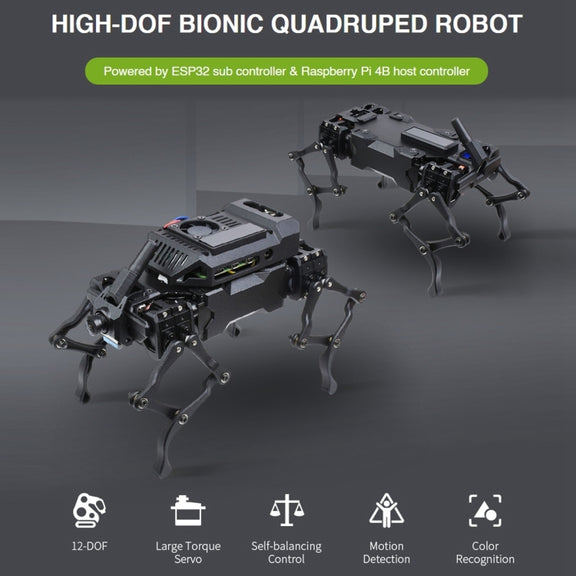 Waveshare WAVEGO 12-DOF Bionic Dog-Like Robot, Extension Pack(EU Plug)