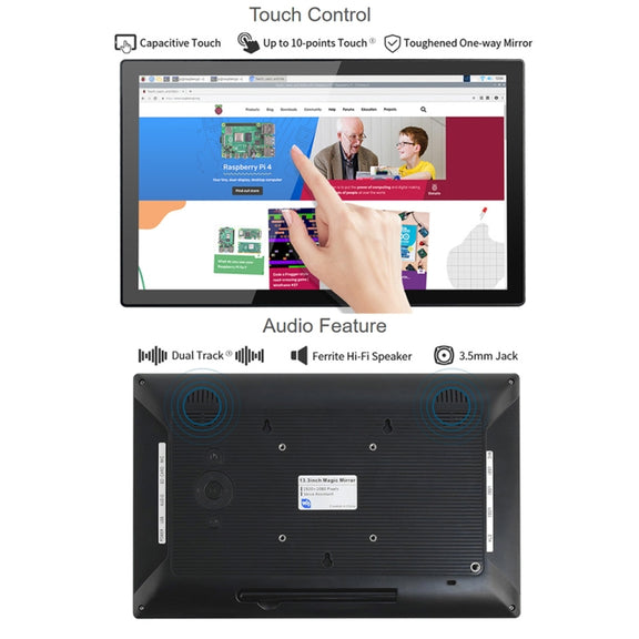 Waveshare 13.3 inch Magic Mirror, Voice Assistant, Touch Control(US Plug)
