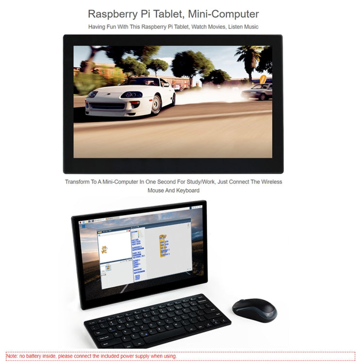 Waveshare 13.3 inch Mini-Computer Powered by Raspberry Pi 3A+, HD Touch Screen(US Plug)