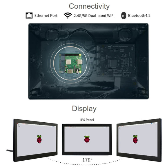 Waveshare 13.3 inch Mini-Computer Powered by Raspberry Pi 3A+, HD Touch Screen(US Plug)
