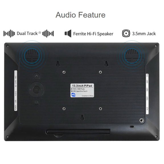 Waveshare 13.3 inch Mini-Computer Powered by Raspberry Pi 3A+, HD Touch Screen(US Plug)