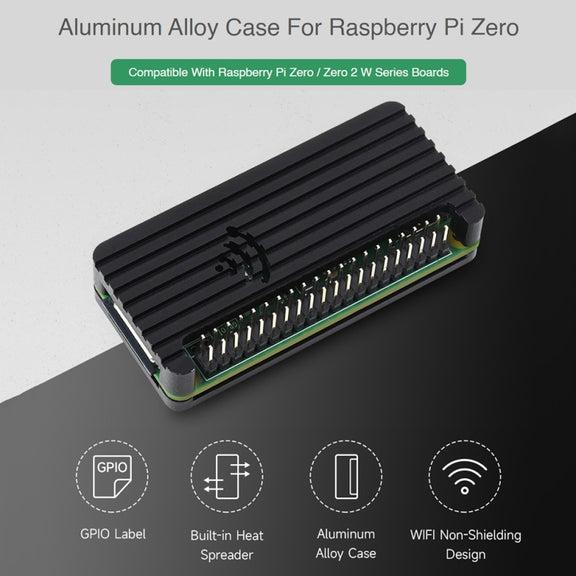 Waveshare Aluminum Alloy Protection Case for Raspberry Pi Zero Series, Fits Zero / Zero 2 W