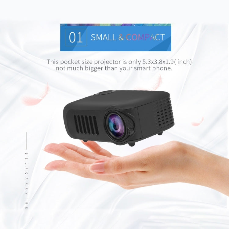 A2000 Portable Projector 800 Lumen LCD Home Theater Video Projector, Support 1080P, EU Plug (White)