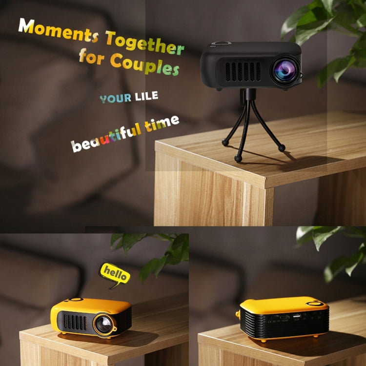 A2000 Portable Projector 800 Lumen LCD Home Theater Video Projector, Support 1080P, EU Plug (White)