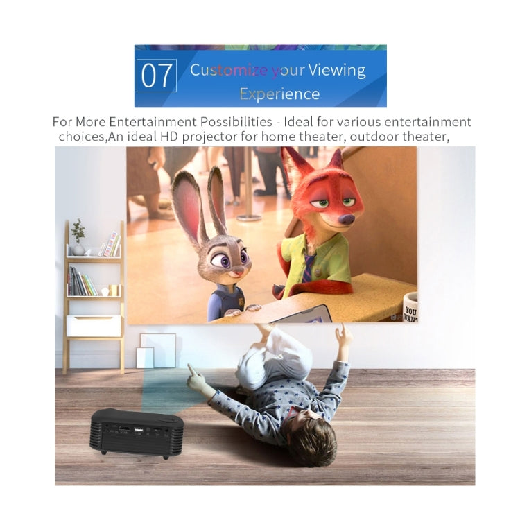 A2000 Portable Projector 800 Lumen LCD Home Theater Video Projector, Support 1080P, EU Plug (White)