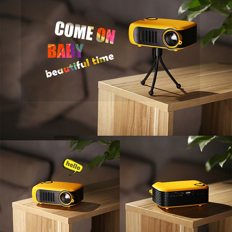 A2000 1080P Mini Portable Smart Projector Children Projector, AU Plug(Black)