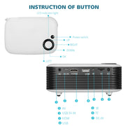 A2000 1080P Mini Portable Smart Projector Children Projector, UK Plug(Black)