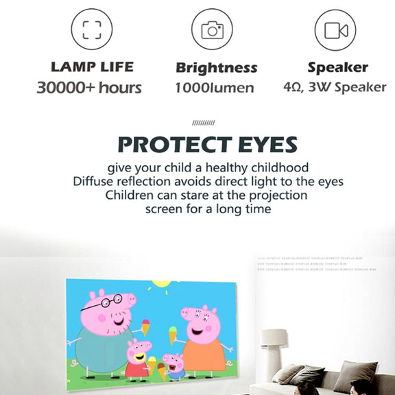 A2000 1080P Mini Portable Smart Projector Children Projector, UK Plug(Yellow)