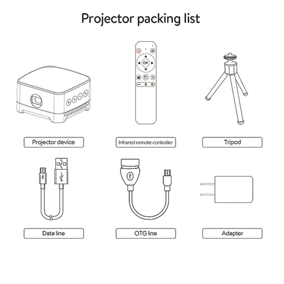 P07-D Mini 50 Lumens Android Home Theater Bluetooth LED Projector with Remote Control, Support Micro SD & Micro USB & WiFi & Audio Out