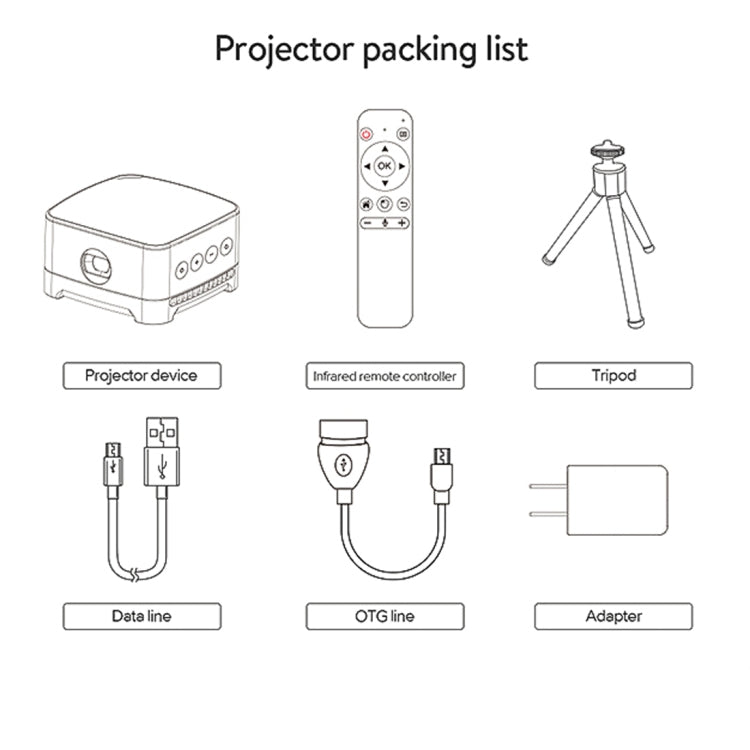 P07-D Mini 50 Lumens Android Home Theater Bluetooth LED Projector with Remote Control, Support Micro SD & Micro USB & WiFi & Audio Out