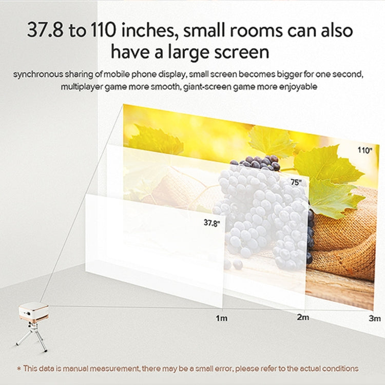 P07-D Mini 50 Lumens Android Home Theater Bluetooth LED Projector with Remote Control, Support Micro SD & Micro USB & WiFi & Audio Out