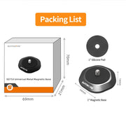 Sunnylife Universal Metal Magnetic Base 1/4 inch Adapter Aluminium Alloy Pivot Stand Base (Black)