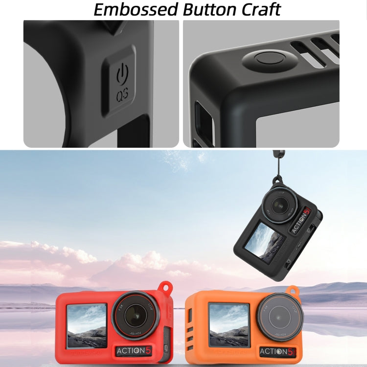 For DJI Osmo Action 5 Pro Sunnylife Silicone Protective Case Scratch-proof Camera Cover with Lanyard (Orange)