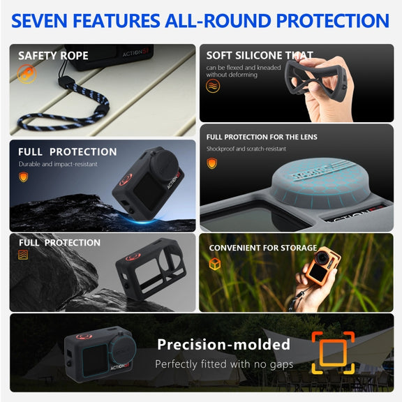 For DJI Osmo Action 5 Pro STARTRC Silicone Protective Case with Lens Cover (Black)