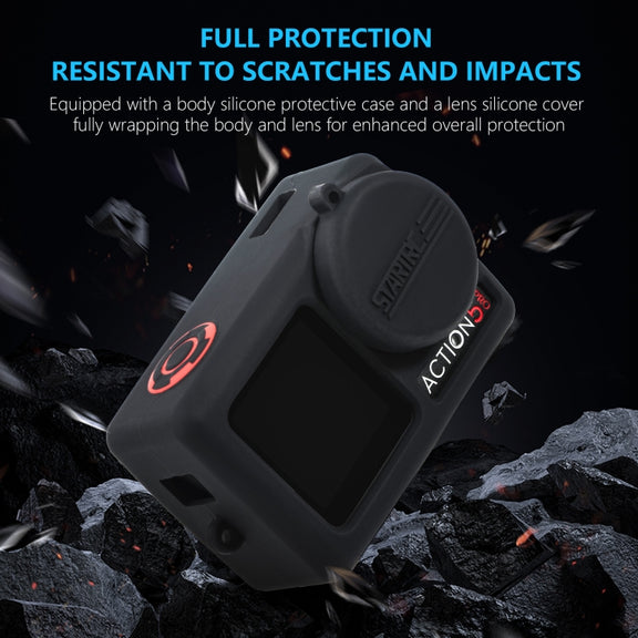 For DJI Osmo Action 5 Pro STARTRC Silicone Protective Case with Lens Cover (Orange)