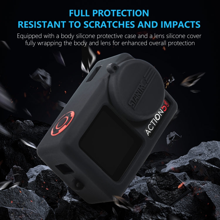 For DJI Osmo Action 5 Pro STARTRC Silicone Protective Case with Lens Cover (Black)