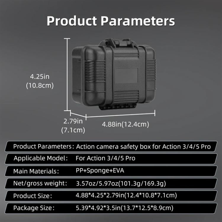 For DJI OSMO Action 5 Pro / 4 / 3 Camera Hard Storage Box Bag Protective Case (Black)