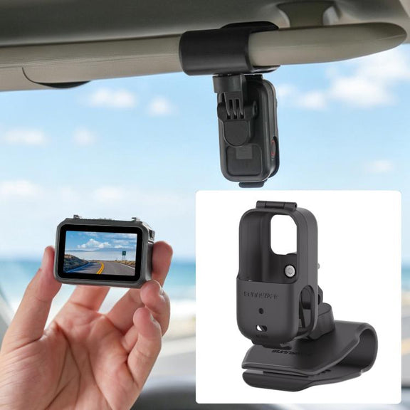 For DJI Osmo Nano Sunnylife Car Sun Visor Mount Action Camera Holder 360 Rotating 90 Tilt Sun Visor Holder (Black)