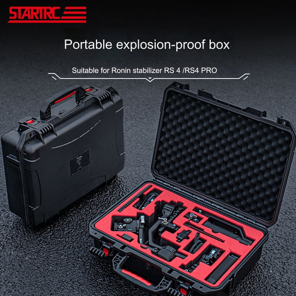 For DJI RS4/  RS4 Pro STARTRC ABS Water-resistant Shockproof Suitcase Portable Storage Box (Black)