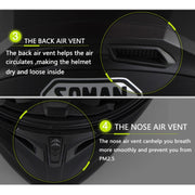 Soman 955 Skyeye Motorcycle Full / Open Face Bluetooth Helmet Headset Full Face, Supports Answer / Hang Up Calls(Black Green)