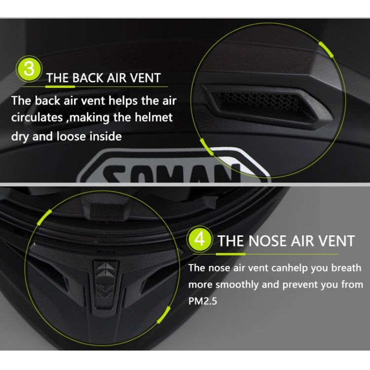 Soman 955 Skyeye Motorcycle Full / Open Face Bluetooth Helmet Headset Full Face, Supports Answer / Hang Up Calls(Black Green)