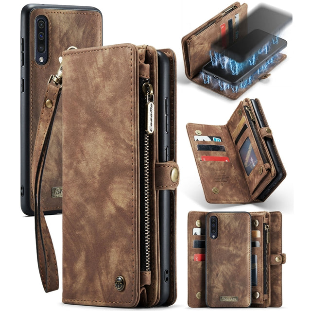 CaseFor Samsung Galaxy A70 CaseMe-008 Detachable Multifunctional Flip Leather Phone Case(Brown)
