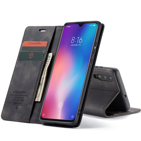 CaseMe-013 Multifunctional Horizontal Flip Leather Case with Card Slot & Holder for Xiaomi 9(Black)