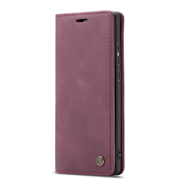 CaseMe-013 Multifunctional Horizontal Flip Leather Case with Card Slot & Holder for Galaxy M20(Wine Red)